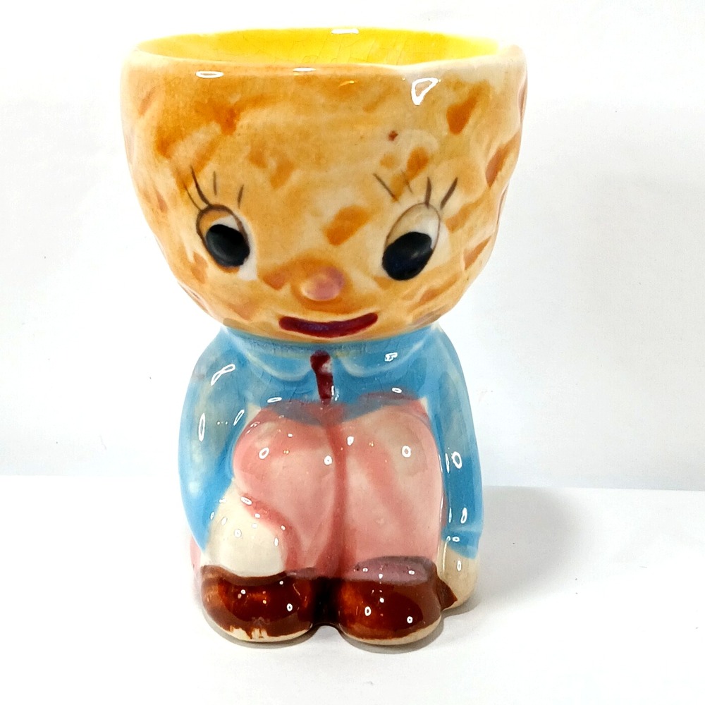 Anthropomorphic Egg Cup Big Eyed Pineapple Head Vintage Japan